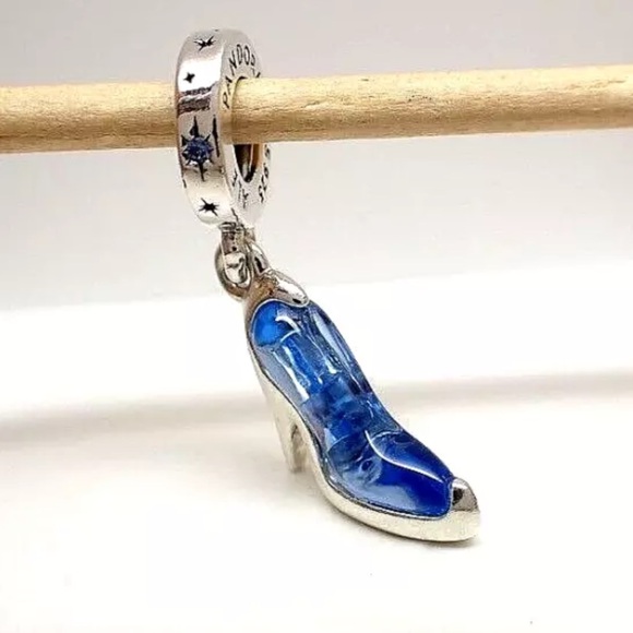 NWOT Pandora x Disney Cinderella's Glass Slipper Charm Blue Crystal - 793071C - Picture 11 of 16